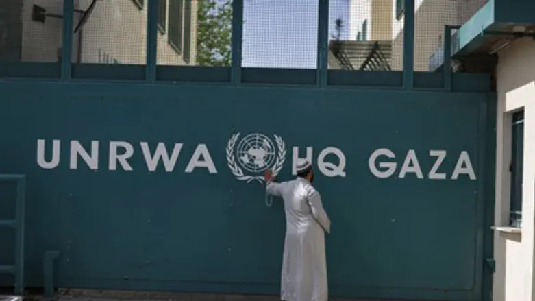 Arab man outside UN headquarters in Gaza