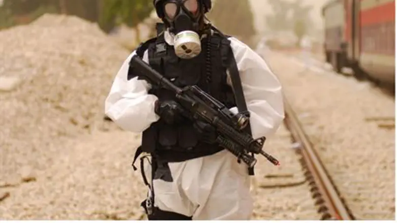 Chemical warfare drill illustration