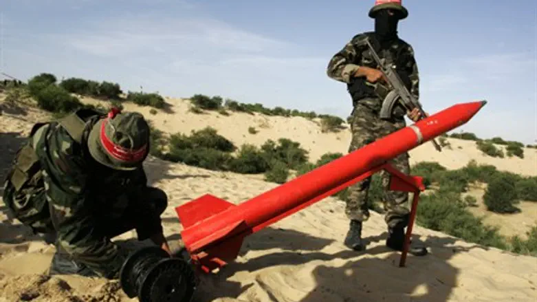 Gaza terrorists prepare to fire on Israel