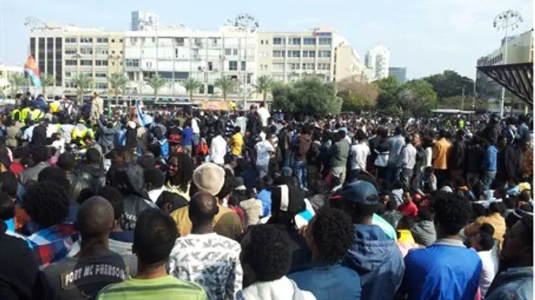 African protesters in Tel Aviv