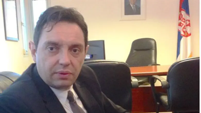 Aleksandar Vulin at the Serbian embassy in Te