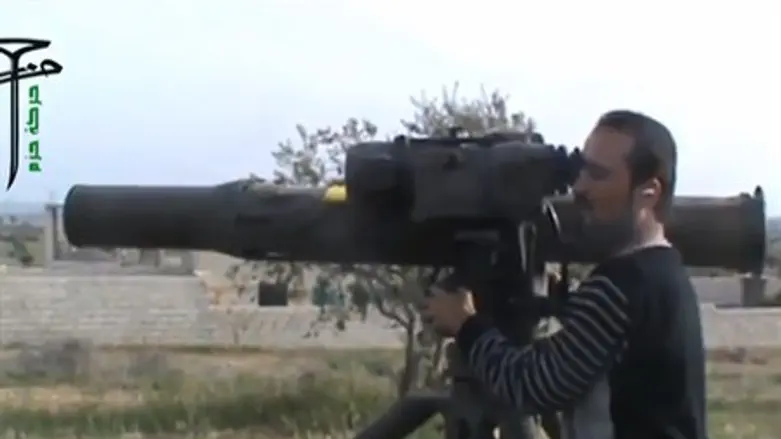Syrian rebel aims US-made BGM-71 TOW anti-tan