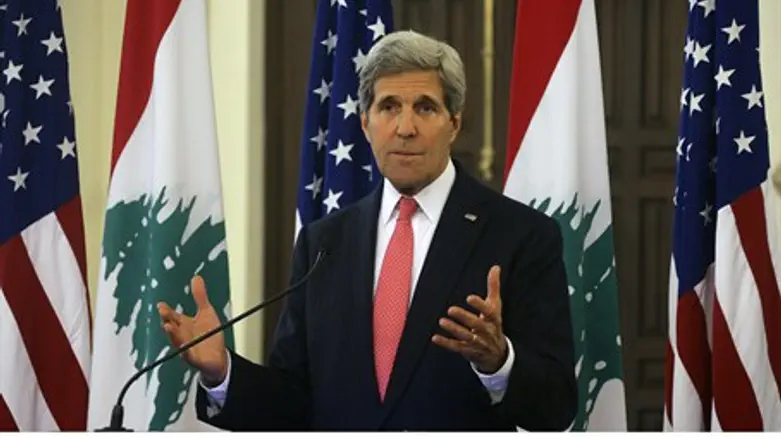 John Kerry speaks to reporters in Beirut