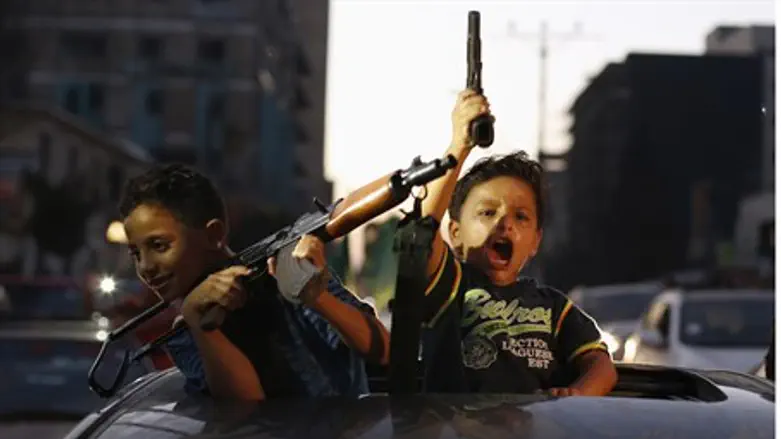 Palestinian children in Gaza celebrate ceasef