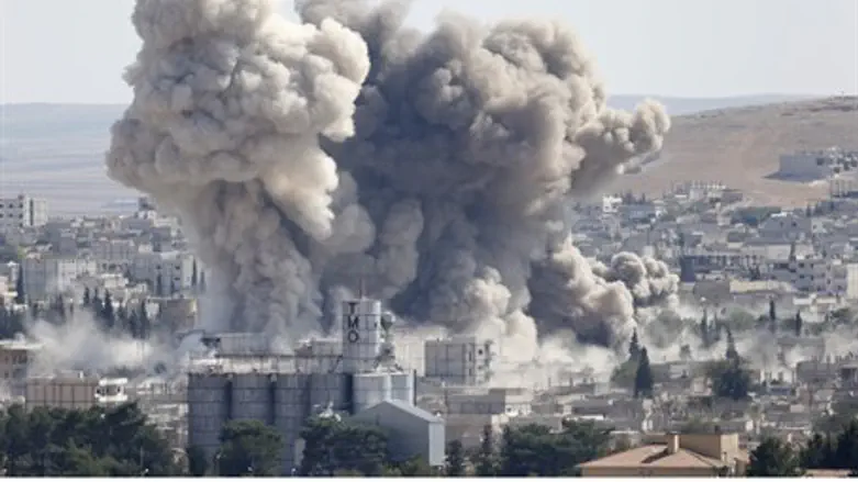 Smoke rises from the site of a US airstrike a