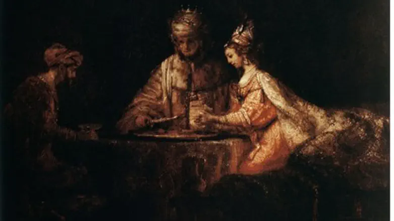 'Haman, Ahashverosh, and Esther' -Rembrandt