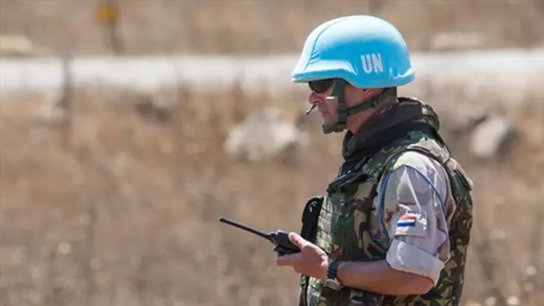 UN soldier in Golan Heights (file)
