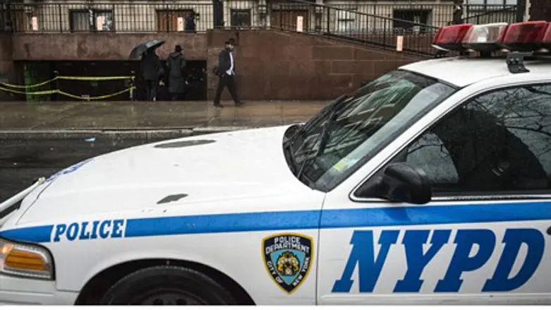Police vehicle outside Chabad-Lubavitch center in New York