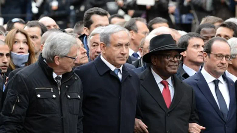 Биньямин Нетаньяху на марше единства в Париже
