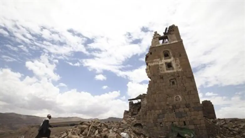 Home destroyed in Saudi bombing, Sanaa.