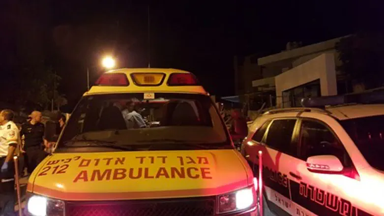 Ambulance at scene of Gan Yavne fire