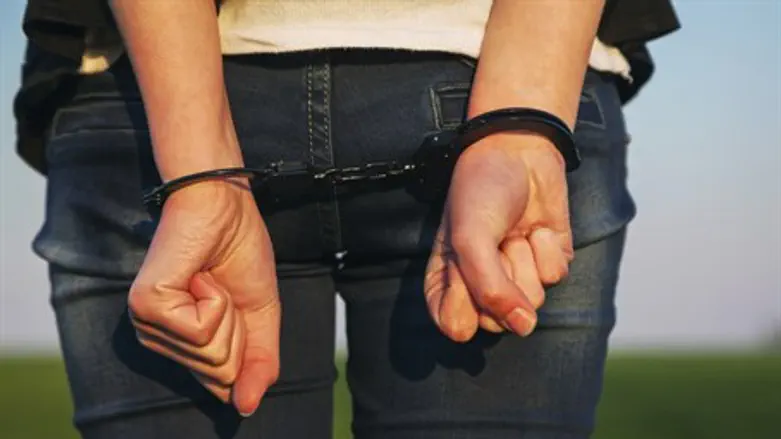 Woman handcuffs arrest