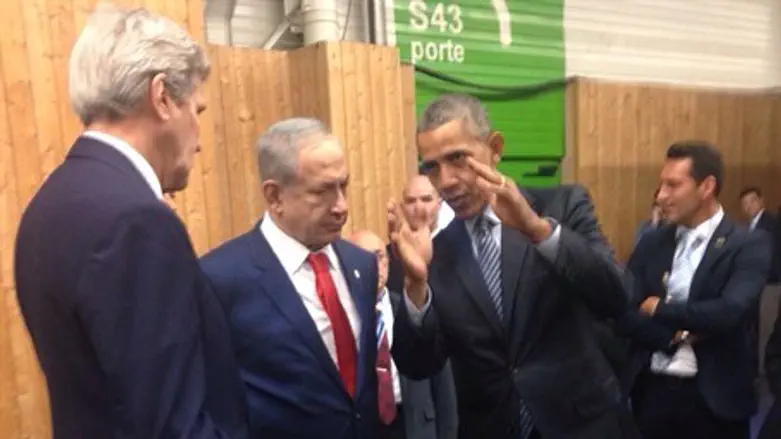 Netanyahu, Obama and Kerry hold brief meeting in Paris