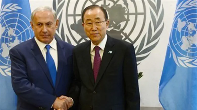 Binyamin Netanyahu, UN head Ban Ki-Moon (file)