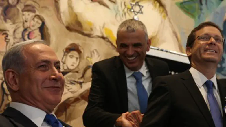 Netanyahu, Kahlon, and Herzog in 2015