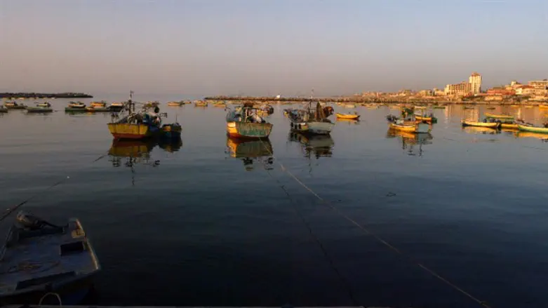 Fishing boats off the Gaza coast