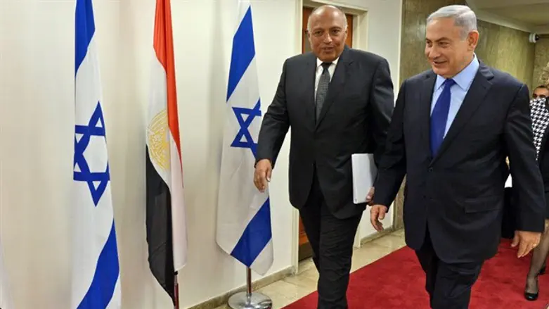 Prime Minister Netanyahu and Egyptian Foreign Minister Sameh Shoukry meeting in Jerusalem,