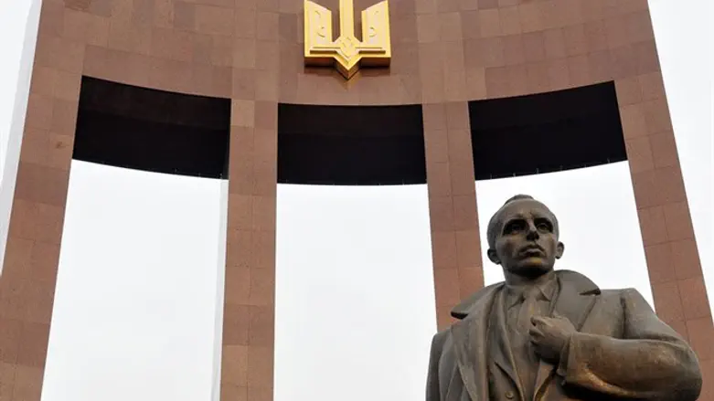 A statue of Stepan Bandera in Lviv, Ukraine