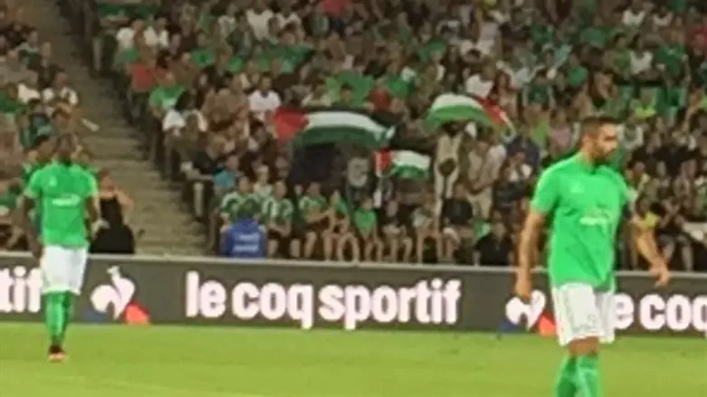 PLO flags at soccer match in France