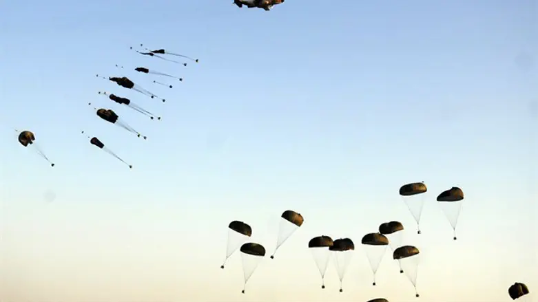 Parachuting soldiers