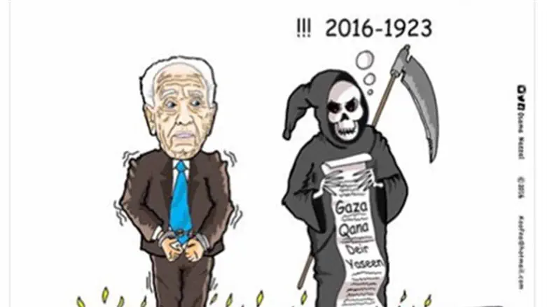 PA cartoon showing Peres in hell
