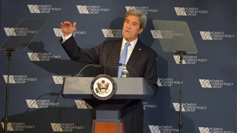 Kerry delivering remarks at the Women's Foreign Policy Group Conference in Washington, DC