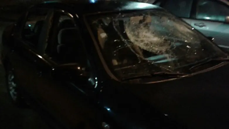 Car after attack by mob of Arabs