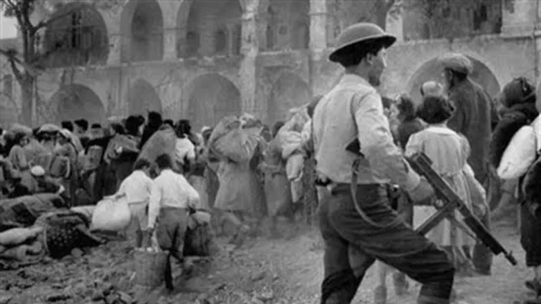 Jewish refugees forced out by Jordanian Legion attack Old City 1948