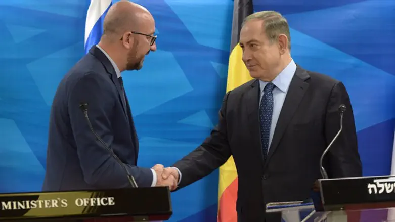 נתניהו עם Netanyahu with Belgian PM Charles Michel