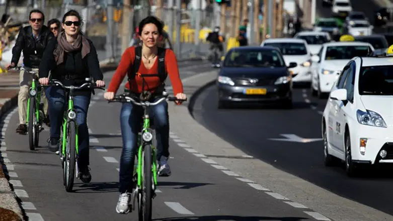 Cyclists in Tel Aviv