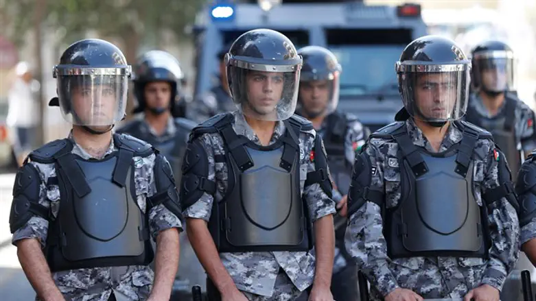 Jordanian riot police in Amman