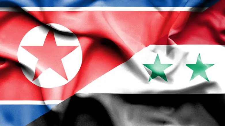 Flags of Syria and North Korea