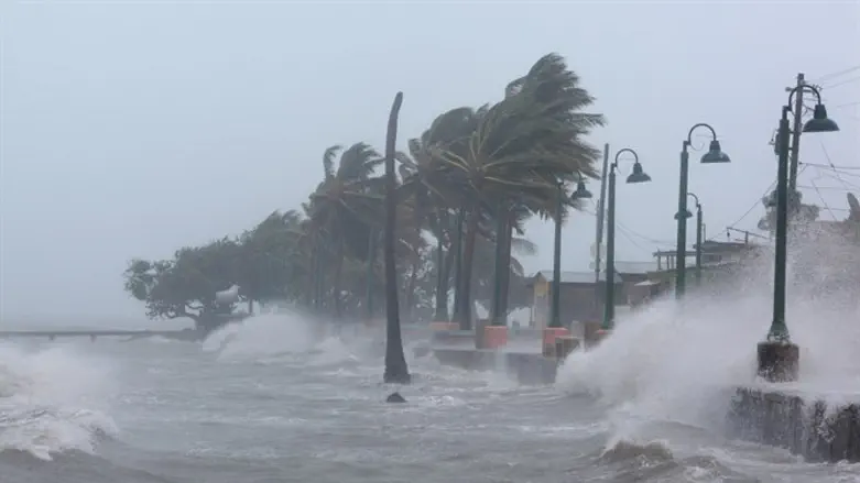 The hurricane striking Puerto Rico