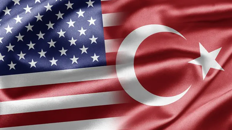 Flags of the United States and Turkey