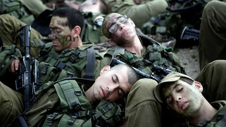 Soldiers sleep.