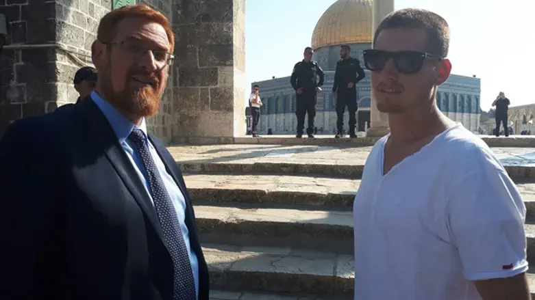 Yehuda Glick and his son on the Temple Mount