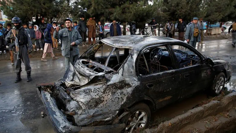 Scene of the suicide attack in Kabul, Afghanistan