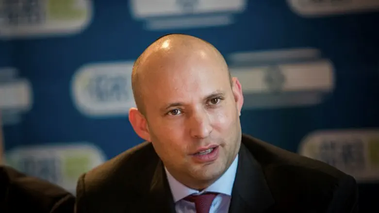 Minister of Education Naftali Bennett during Habayit Hayehudi faction meeting in Ma'ale Ad