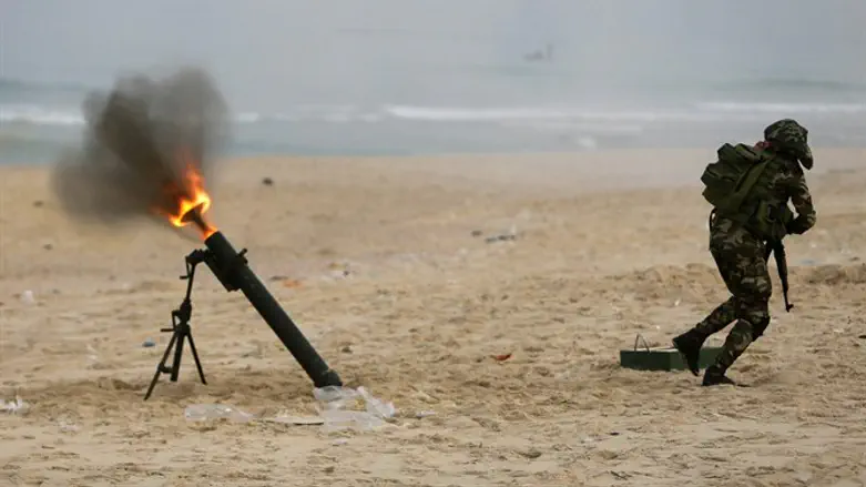 Gaza terrorists launch rocket. Archive