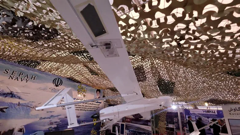Drones made by Iran's Revolutionary Guard seen at exhibition in Tehran (archive)
