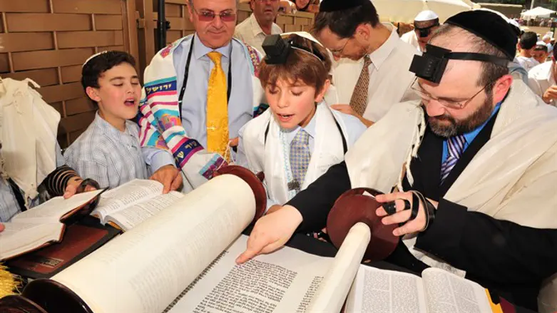 American boy celebrates his bar mitzvah