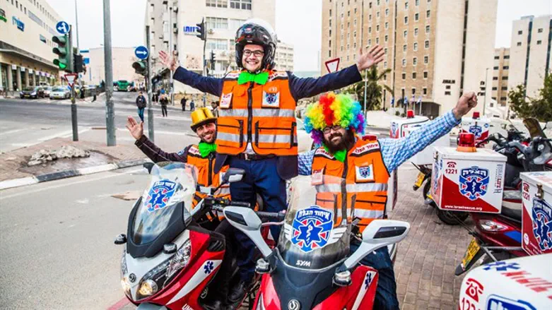 United Hatzalah volunteers dress up for Purim