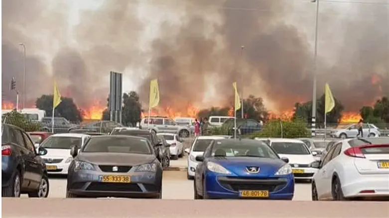 Fire in Sderot, east of Gaza Strip