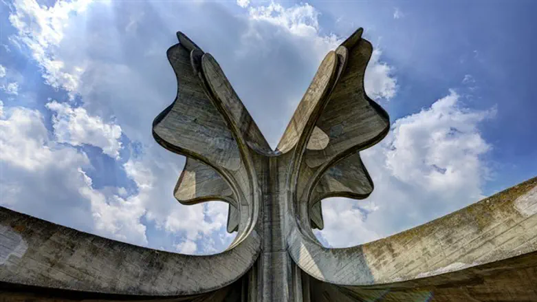 Memorial built on site of Jasenovac concentration camp in Croatia