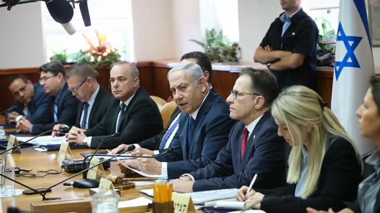 Netanyahu at today's cabinet meeting