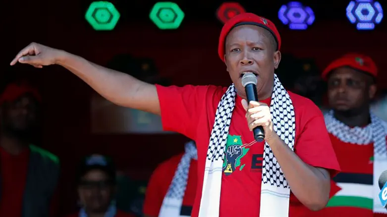 Julius Malema at demonstration outside of Israeli embassy in South Africa