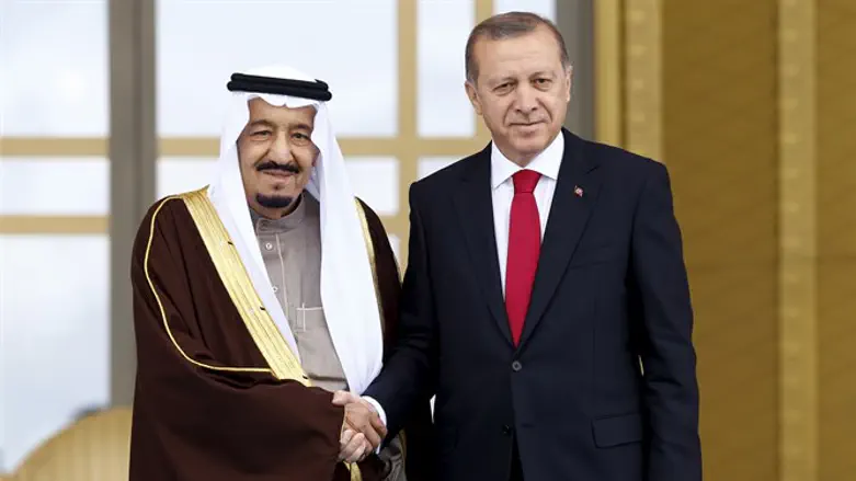 King Salman and Recep Tayyip Erdogan