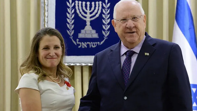 Canadian Foreign Minister Chrystia Freeland with President Rivlin