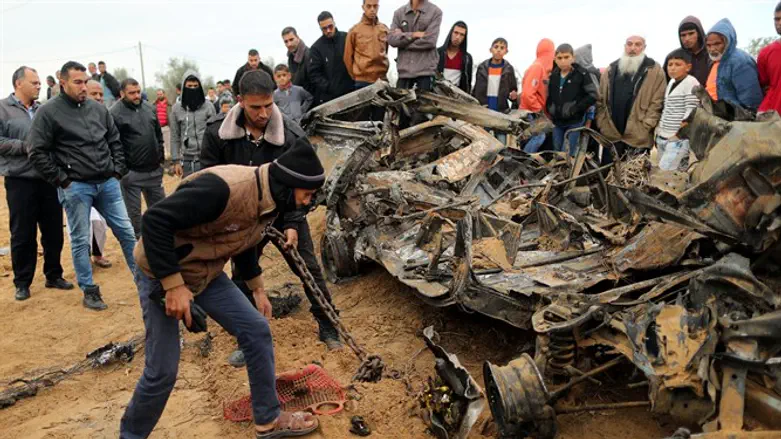 The bombed-out vehicle used by IDF commandos