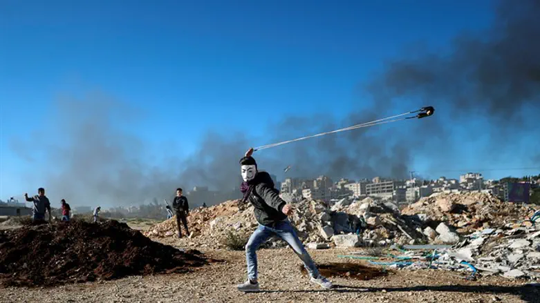 Arab throws rocks at IDF soldiers